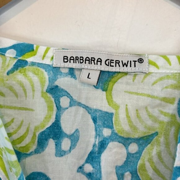 Vintage Barbara Gerwit 100% pure cotton turquoise/green tunic blouse size L - Picture 8 of 10